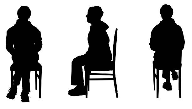 istock silhouette of front side and back view of a woman sitting on a chair 2238679384