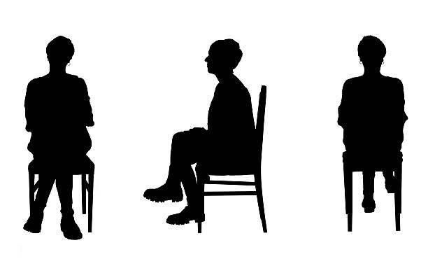 istock silhouette of front side and back view of same women sitting on chair 2238679398