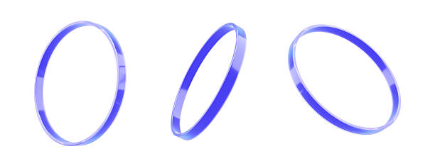 istock 3D Glass vibrant purple abstract ring shape visualization. Abstract clear transparent circle for digital tech innovative concept. Futuristic holographic iridescent gradient round orbit technology. 2238679504