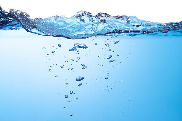 istock Air Bubbles Float Up Underwater. Water Splashing, Pure Drinking Water, Oxygen Relaxation. Blue Water Textured on White Background. 2238679631