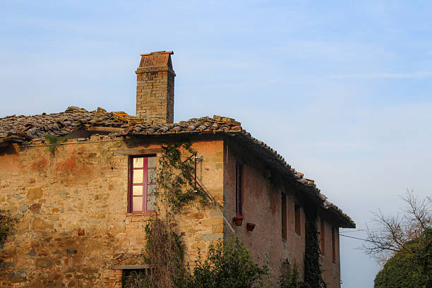 Looking through the streets of the medieval village of Metato in Tuscany, Italy. Copy space