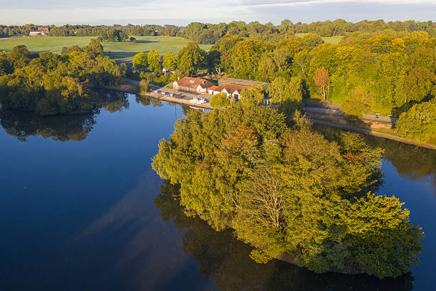 istock Aerial image over Boating Lake at Sunrise 2238690941