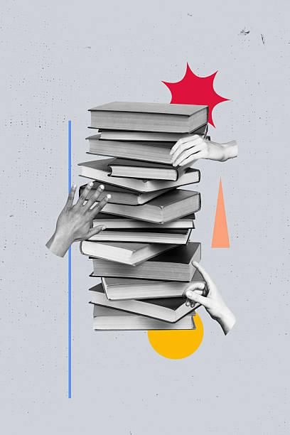 istock Trend banner artwork 3d photo collage of human hands show book encyclopedia reading stack enlightenment education bookworm 2238693262