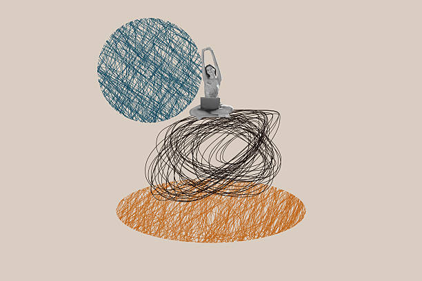 istock Whimsical collage with person on abstract doodle sketches entrepreneur imagination fun cartoon dance leisure rest emotion 2238698337