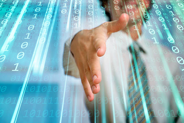 istock Digital handshake representing connection and collaboration in the tech industry 2238701739