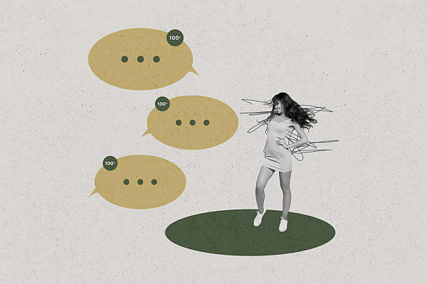 istock Collage with person surrounded by message bubbles symbolizing chatting communication online interaction business 2238702038