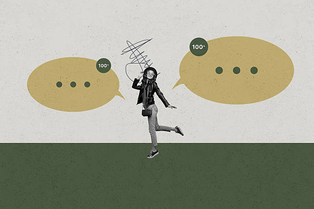 istock Collage with person surrounded by message bubbles symbolizing chatting communication online interaction business 2238702041
