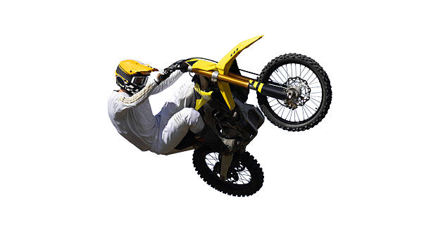 istock Moto freestyle rider isolated on white background. 2238702342