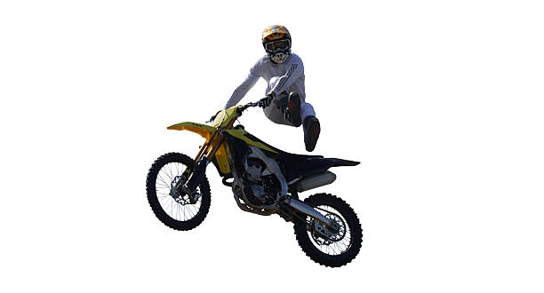 istock Moto freestyle rider isolated on white background. 2238702370