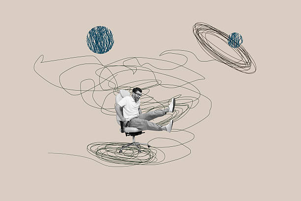 istock Whimsical collage with person on abstract doodle sketches entrepreneur imagination fun cartoon dance leisure rest emotion 2238702547