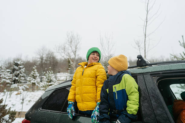 istock Smiling boys on a winter road trip 2238706538