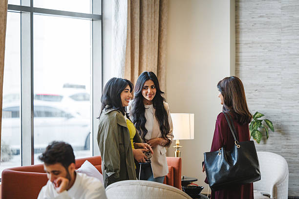 istock Middle Eastern Women Socializing in a Comfortable Hotel Lounge 2238709374