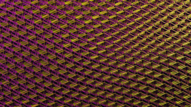 istock Geometric patterns of brown lines form a grid-like structure in a futuristic setting at night 2238719562
