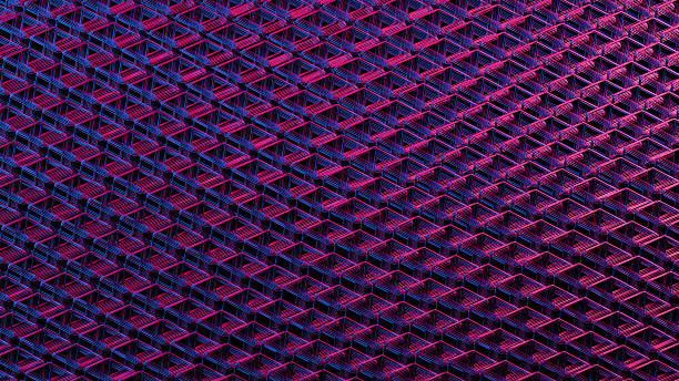 istock Geometric patterns of green lines form a grid-like structure in a futuristic setting at night 2238719580