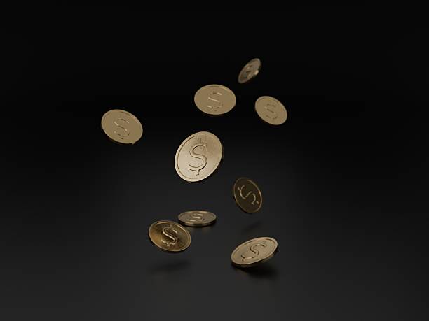 istock Falling Gold Dollar Coins on Black Background  Wealth and Finance Concept 2238722853
