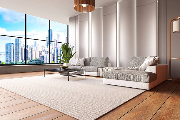 istock Modern Luxury Living Room with Panoramic City View 2238723228