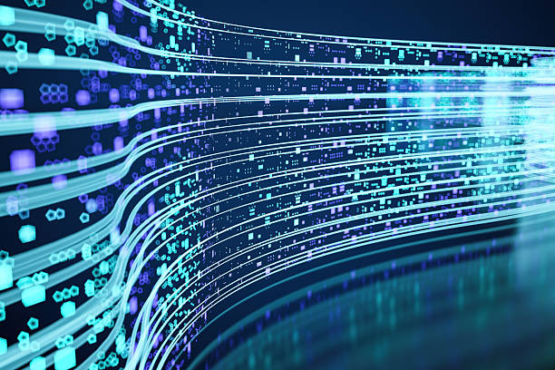 istock Abstract Flow of Digital Data Streams in Blue Neon Light 2238724330