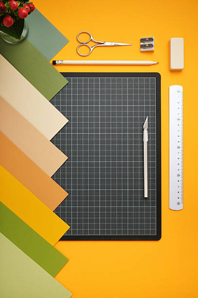 istock Creative workspace for art and handmade design paper crafts. Space for your text. 2238727951