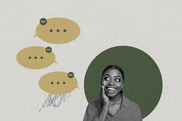 istock Collage with person surrounded by message bubbles symbolizing chatting communication online interaction business 2238731403