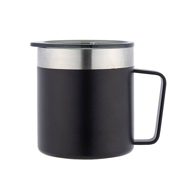 istock Black Stainless Steel Mug with Handle and Lid 2238731444