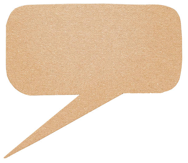 istock Blank empty brown cardboard paper speech bubble with copy space for text on white background design element 2238732930