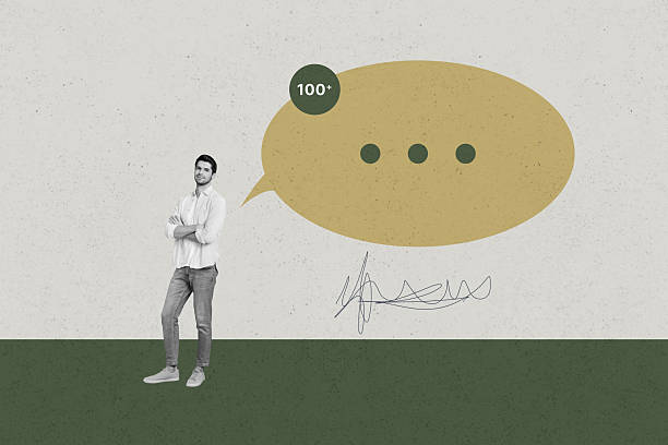 istock Collage with person surrounded by message bubbles symbolizing chatting communication online interaction business 2238733005