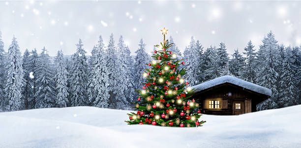 istock Winter Christmas atmosphere with snow and Christmas tree 2238746930