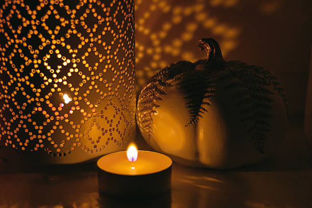 A close-up of an autumn decor composition. High quality photo