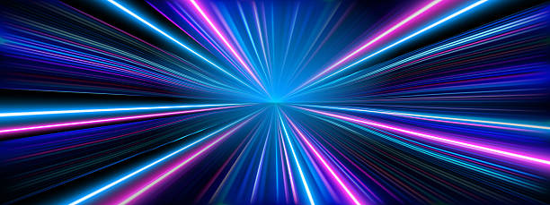 istock Speed effect with perspective trail and road sport for city light background or motion line car illustration. Race win track and fast stadium highway with neon rays and speedy blur kart design. 2238754290
