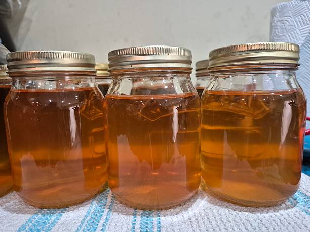 istock Fresh homemade Apple juice in jars. 2238797462