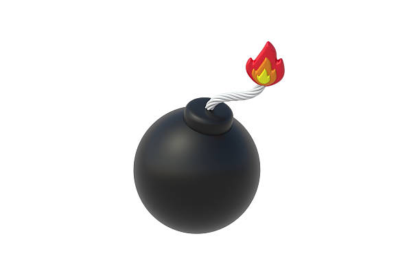 Bomb with burning fuse isolated on white background. 3d render