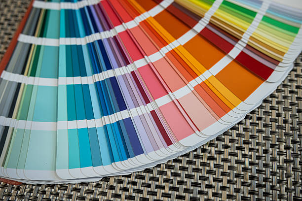 istock Color swatch fan deck on textured woven mat, ideal for interior or graphic design ideas 2238807414