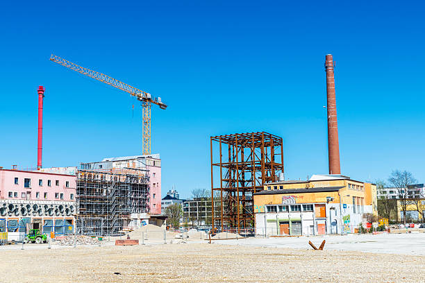 Munich, Germany - April 6, 2025: View of the modern office district of Werksviertel under construction in Munich, Bavaria, Germany