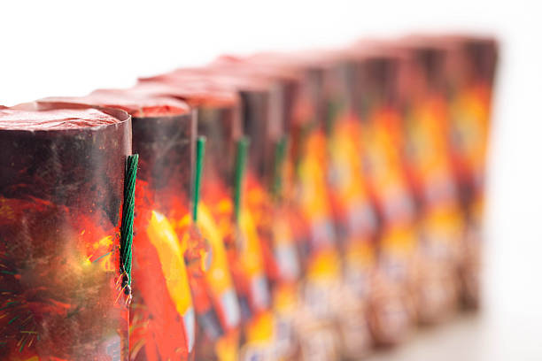 istock Many firecrackers flying fireworks, close-up, macro. Safety precautions for pyrotechnic explosions. Fireworks Explosion Safety 2238826117