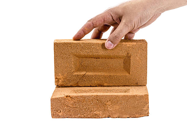 red hollow brick, closeup of photo