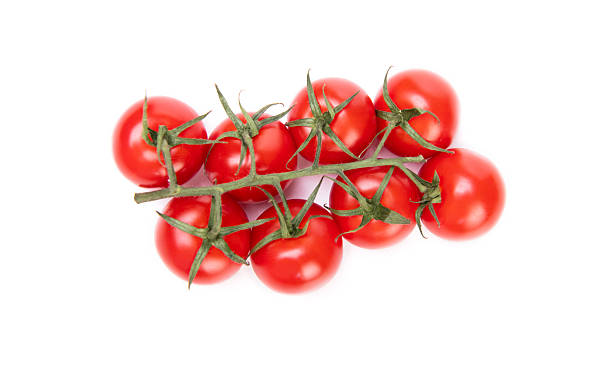 bunch of fresh red cherry tomatoes vegetables isolated on white