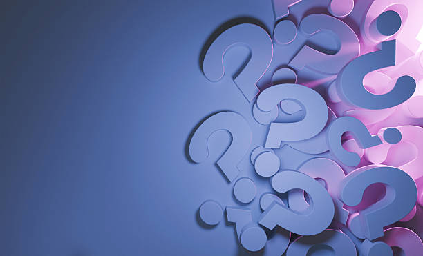 istock modern 3D rendering features a cluster of sleek, blue question mark symbols on blue gradient background with pink light, copy space. Conceptually represents inquiry, corporate questions, problem, FAQ 2238844025
