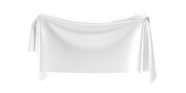 istock white silky satin draped curtain banner, on white background 2238855681