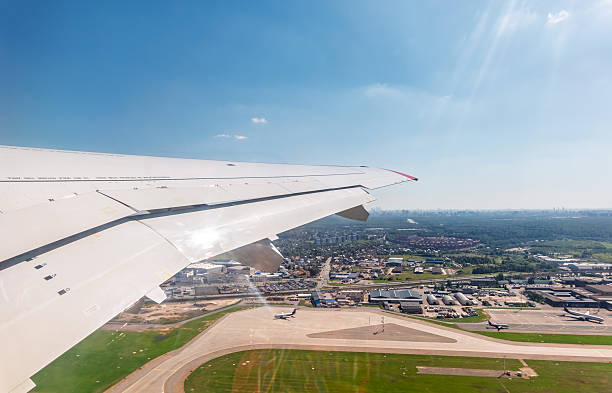 istock View from the airplane window during takeoff at Sheremetyevo airport at summer 2238868992