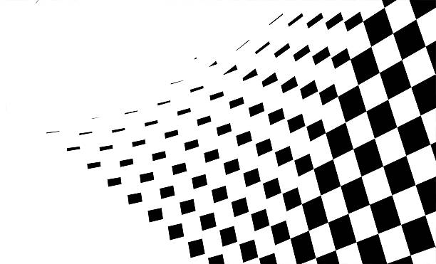 Perspective black and white checkered flag concept background