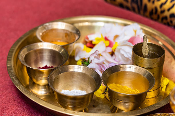 istock Indian traditional wedding ceremony ritual items close up 2238881350