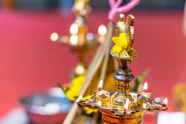 Indian traditional wedding ceremony ritual items close up