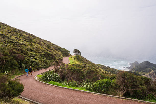 Walkway to the famous Cape Reinga lighthouse in the far tip of New Zealand