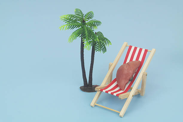 3D Palm Tree And Deck Chairs, Summer Concept, yellow background