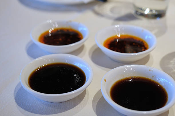 Sushi condiments in small dishes