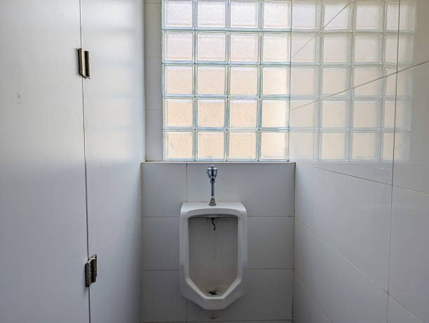 istock Public Restroom Urinal with Glass Block Wall 2238894224