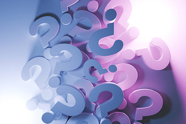 istock Questions on white background with blue and pink light, concept. Image conceptually represents inquiry, corporate questions, problem-solving, research, and search for information. FAQ, creative idea 2238897631