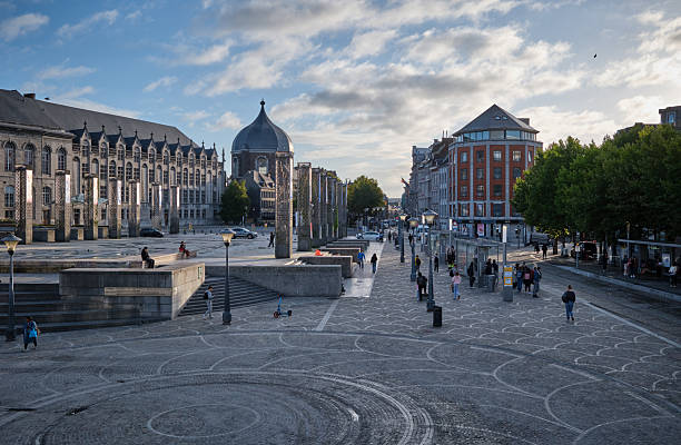 Liege, Belgium - October 02 2025:People at Place St. Lambert, downtown Liege