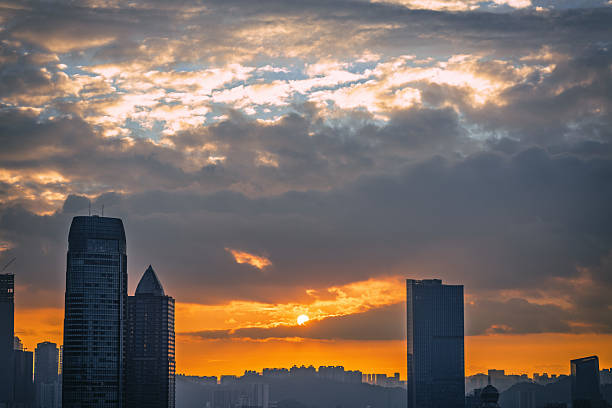 istock Sunset silhouette of Guiyang's cityscape 2238907000