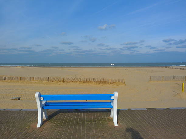 Beach after snowfall in unusually cold weather